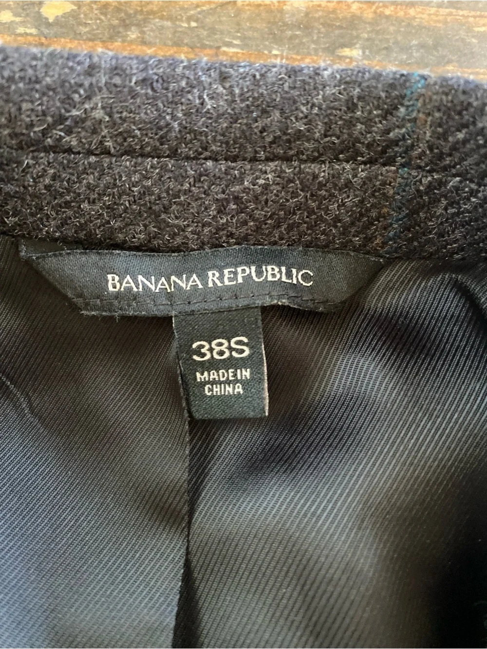 Banana Republic Charcoal Windowpane Blazer with Subtle Teal Lines